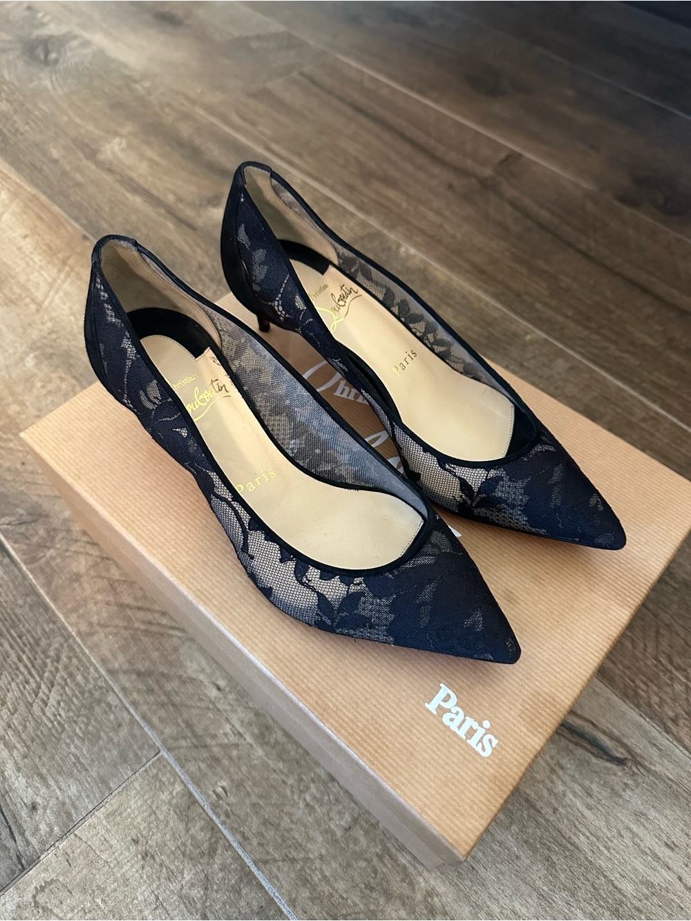 Christian Louboutin Saramor Black Lace Pumps